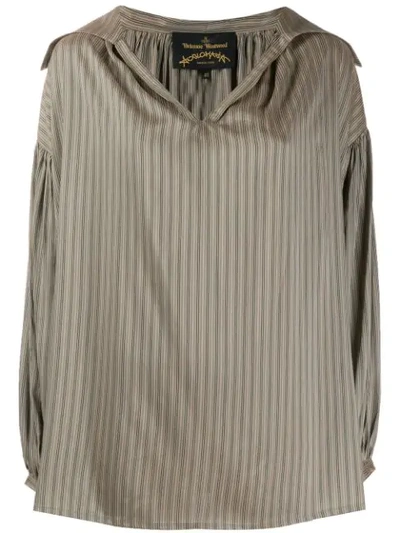 Vivienne Westwood Anglomania Striped Shirt In Brown