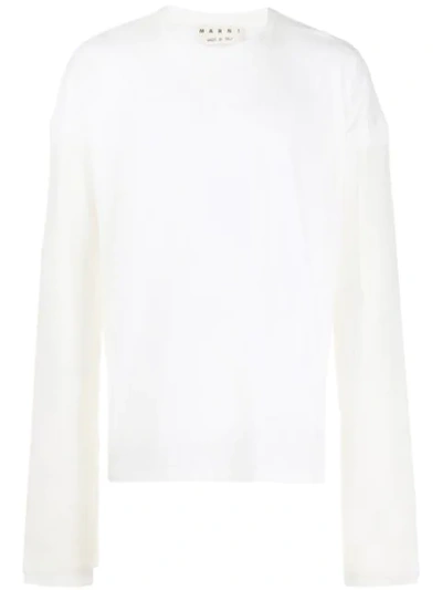 Marni Oversized Contrast Sleeve Sweater In 00w03 White