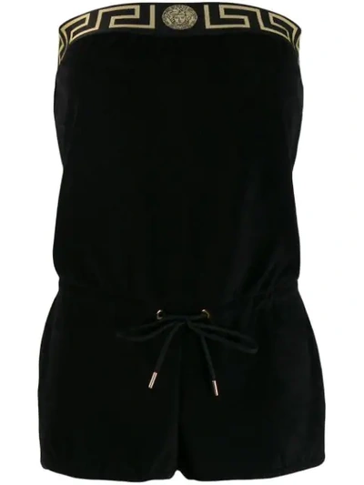 Versace Greca Playsuit In Black