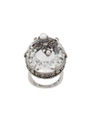 Alexander Mcqueen Spider Crystal Cocktail Ring In 1120 Silver