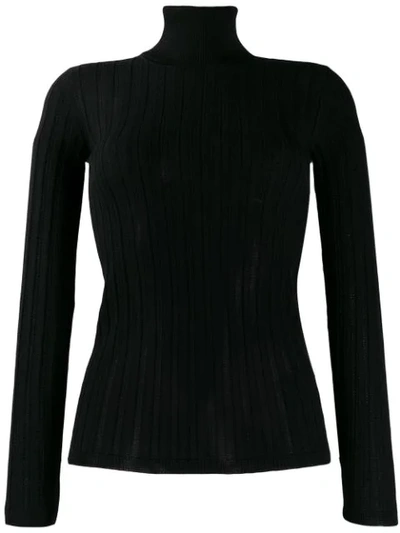 M Missoni Fitted Roll Neck Top In Black
