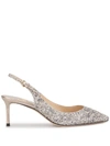 Jimmy Choo Women's Erin 60 Glitter Slingback Pumps In Grey