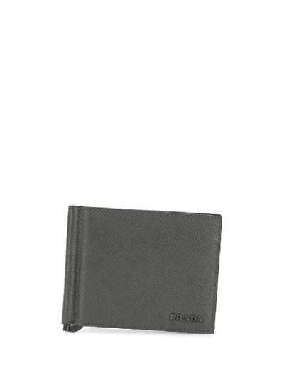 Prada Textured-leather Wallet In Grey
