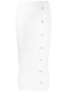 Balmain Quilted Fitted Midi Skirt In White