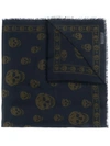 Alexander Mcqueen Skull Print Scarf In Blue