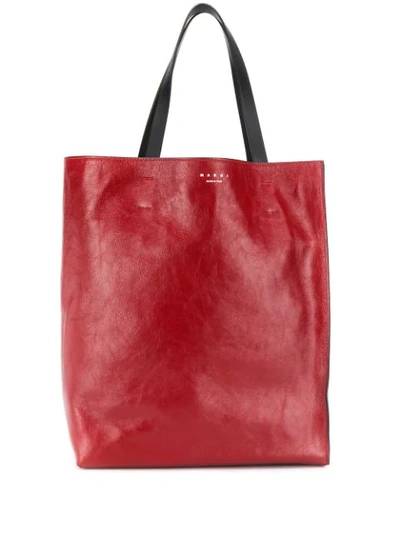 Marni Museo Shopper Bag In Red