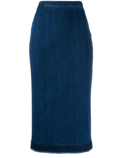 Mcq By Alexander Mcqueen Denim Pencil Skirt In Blue