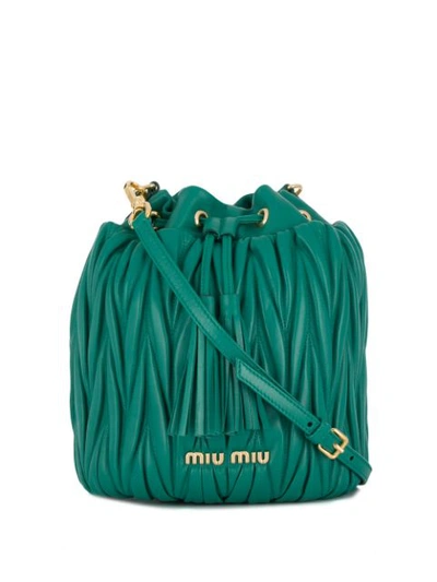 Miu Miu Matelassé Small Bucket Bag - Green