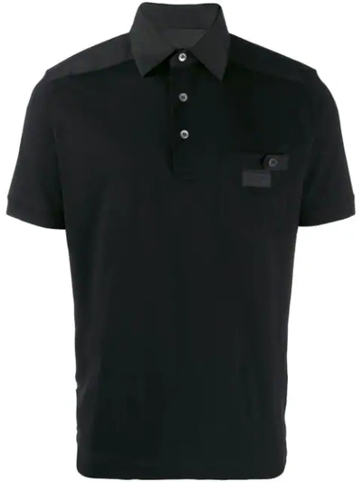 Prada Chest Pocket Polo Shirt In Black