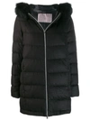 Herno Hooded Zip-up Coat In Black