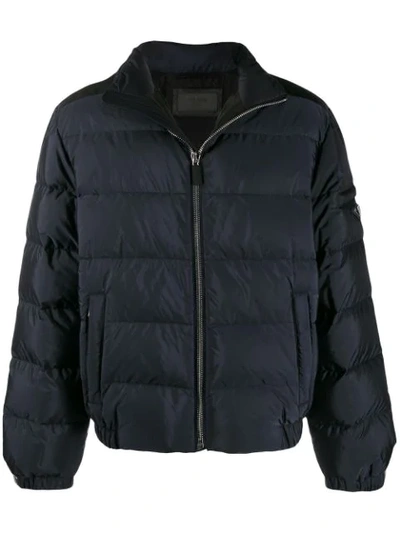 Prada Zipper Feather Down Puffer Jacket - Blue