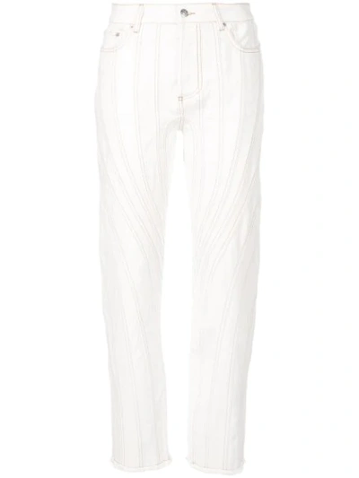 Mugler Stitching Detail Trousers In White