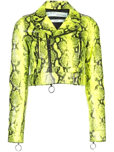 Off-white Python Biker Jacket In Green