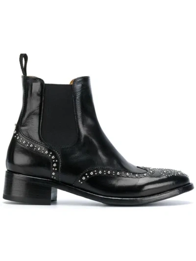 Officine Creative Brogue Studded Boots In Nero
