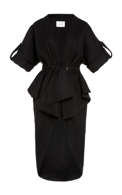 Johanna Ortiz Glorious Finding Wool-blend Crepe Peplum Midi Dress In Black