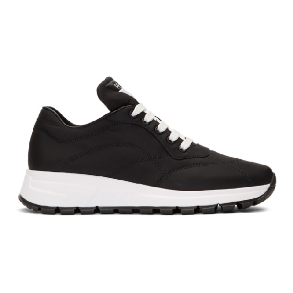 prada shiny black trainers