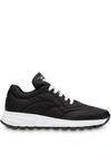 Prada Black Nylon Leather Prax 01 Sneakers In Nero Bianco