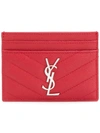 Saint Laurent Monogram Grained-leather Cardholder In Red