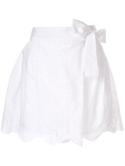 Sir The Label Delilah Broderie Anglaise Cotton Mini Wrap Skirt In White