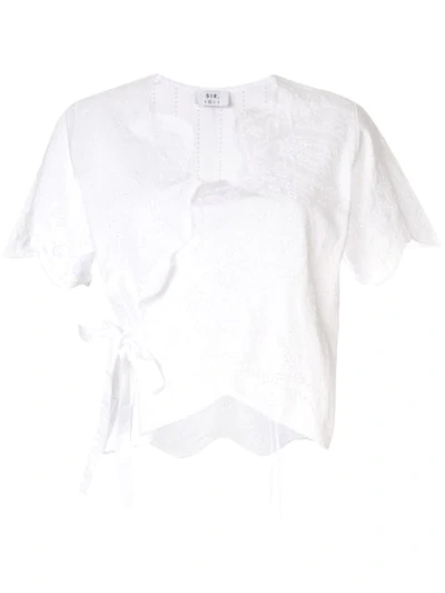 Sir The Label Delilah Broderie Anglaise Cotton Wrap Top In White
