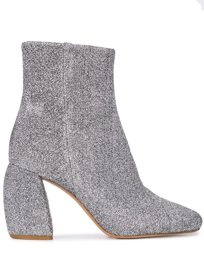 Tibi Bronson Leather Boots In Silver