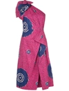 Ulla Johnson Idra One-shoulder Printed Cotton-poplin Midi Dress In Rosa