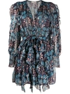 Ulla Johnson Natalia Floral-print Silk And Lurex-blend Mini Dress In Blue