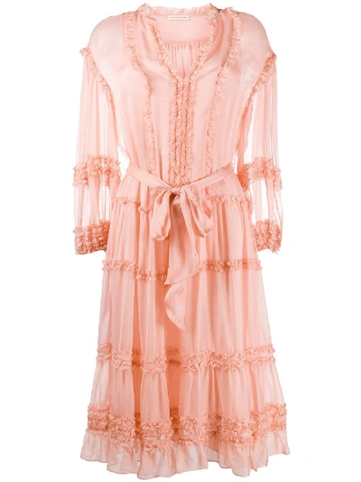 Ulla Johnson Althea Ruffled Silk-chiffon Midi Dress In Pink