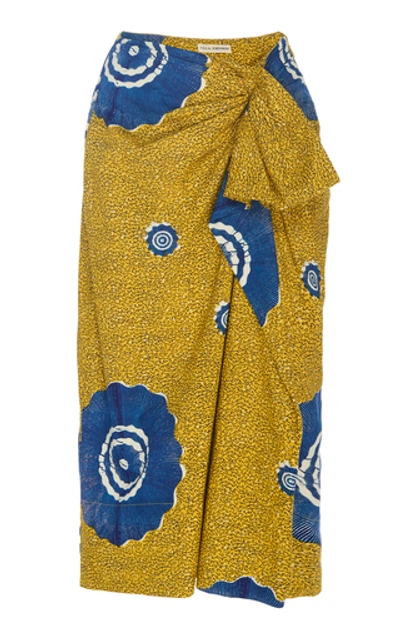 Ulla Johnson Ember Printed Cotton Midi Skirt In Yellow