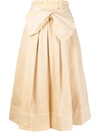 Ulla Johnson Virgil Tie-front Pleated Washed-denim Midi Skirt In Neutrals