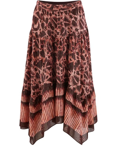 Ulla Johnson Merisa Printed Cotton-blend Midi Skirt In Burgundy