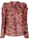 Ulla Johnson Adina Printed Cotton-blend Blouse In Red