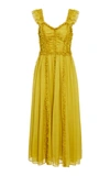 Ulla Johnson Florence Ruffled Silk Dress In Yellow