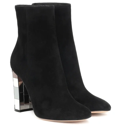 Gianvito Rossi Disco Heel 100 Suede Ankle Boots In Black