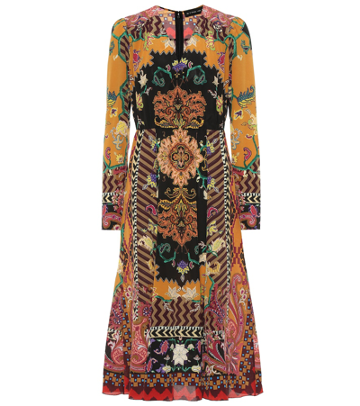 Etro Printed Silk Midi Dress In Multicoloured