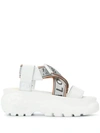 Buffalo Logo Strap Sandals In White