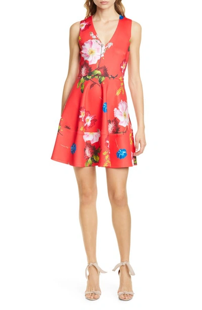 Ted Baker Kinle Skater Dress In Berry Sundae Print-red