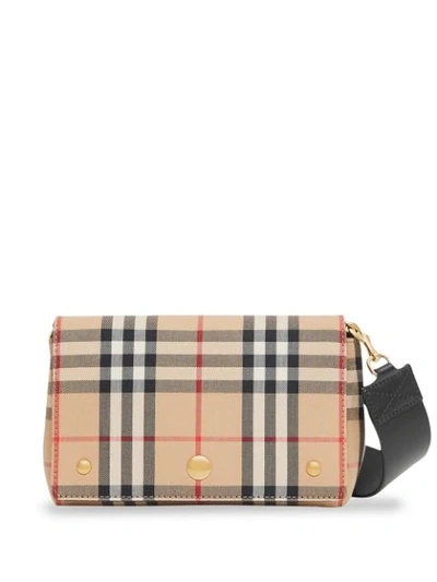 Burberry Small Vintage Check And Leather Crossbody Bag In Yellow