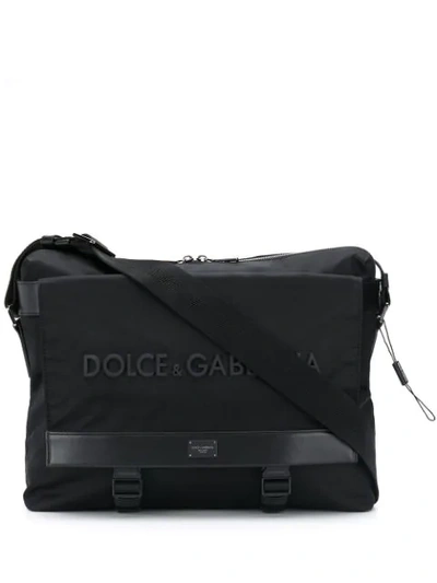 Dolce & Gabbana Logo Messenger Bag In Black