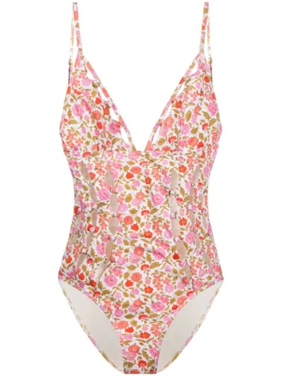 Zimmermann Coral Blossom Swimsuit In White