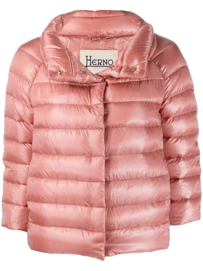 Herno High-neck Down Jacket In Pink