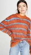 Marni Striped Mohair Blend Knit Sweater In Orange