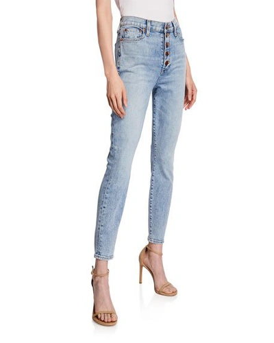 Alice And Olivia Good High-rise Exposed Button Skinny Jeans In Flawless