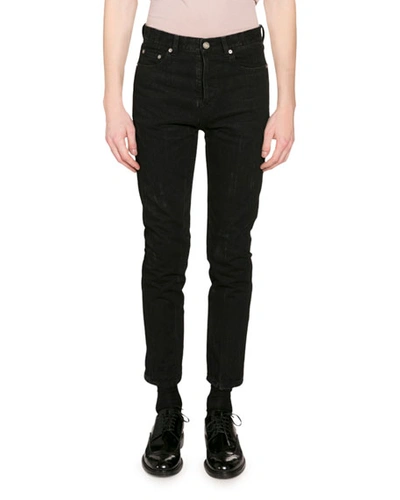 Saint Laurent Men's Straight-leg Jeans In Black