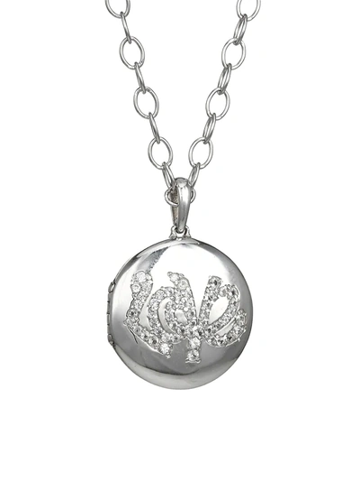 Anzie Sterling Silver & White Sapphire Love Locket Necklace