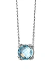Anzie Dew Drop Rhodium-plated Blue Topaz Necklace