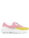 Emilio Pucci Shoes Pink & Lime Green Leather And Nylon Sneakers