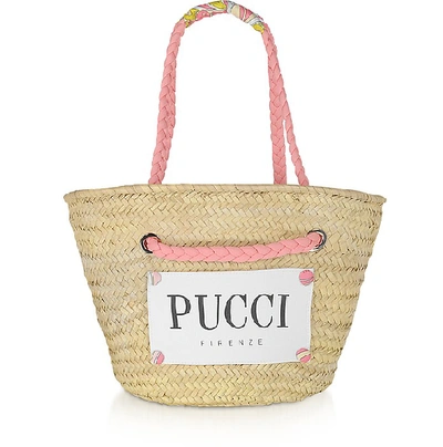 Emilio Pucci Pink & Natural Straw Tote Bag