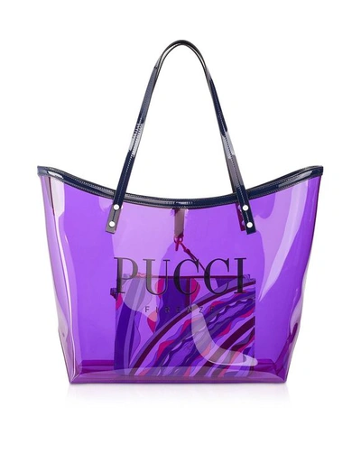 Emilio Pucci Signature Transparent Tote Bag In Purple