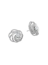 De Beers Women's Aria 18k White Gold & Diamond Floral Stud Earrings In Silver